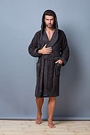 Men's bathrobe, long sleeves, pockets, hood